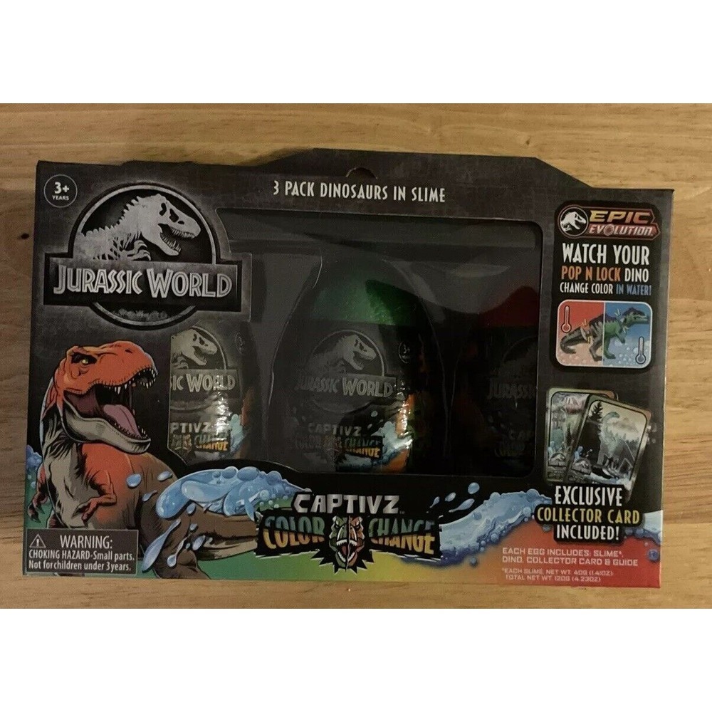 Jurassic‎ World  Captive Color Change 3 Pack Dinosaurs In Slime, Epic Evolution